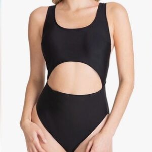 Rachel Roy Black Cutout One-Piece Swimsuit